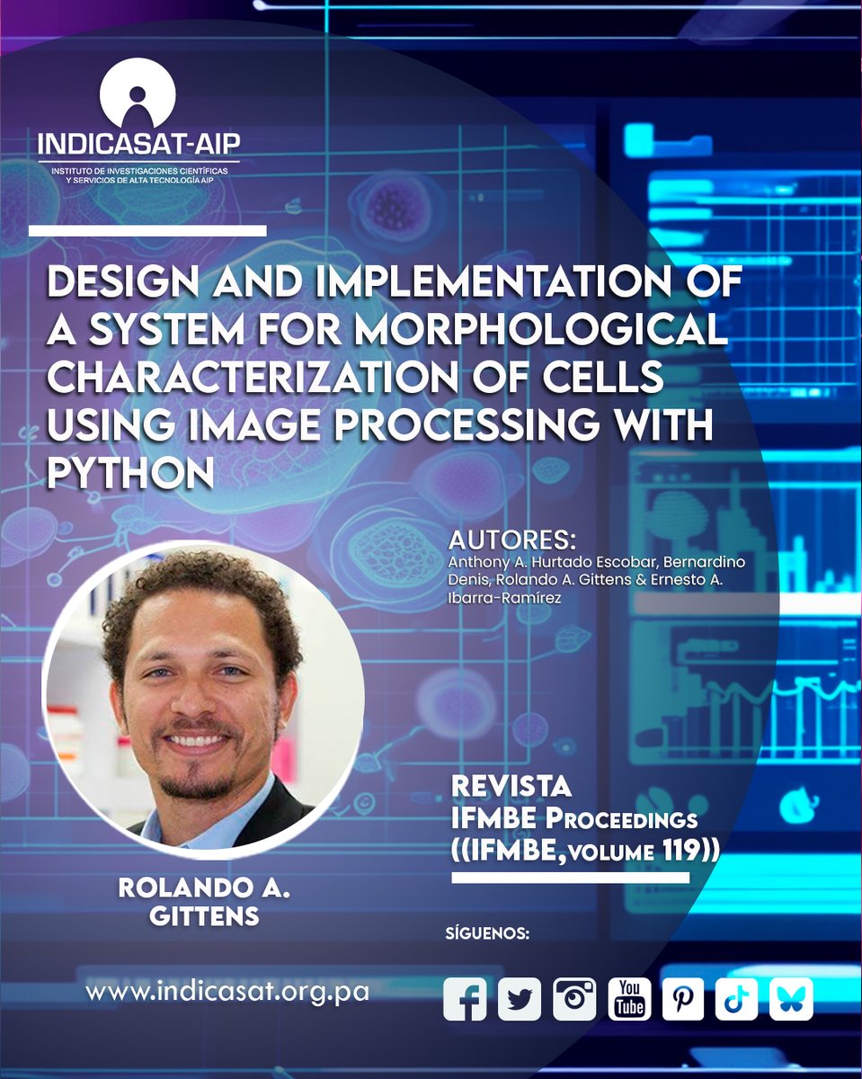indicasat's tweet image. 📢 ¡Nueva publicación científica desde INDICASAT-AIP! Se presenta un sistema con Python para analizar cultivos celulares, tan preciso como ImageJ, pero automatizado y con interfaz gráfica. Un avance para medicina regenerativa.
🔗 doi.org/10.1007/978-3-…