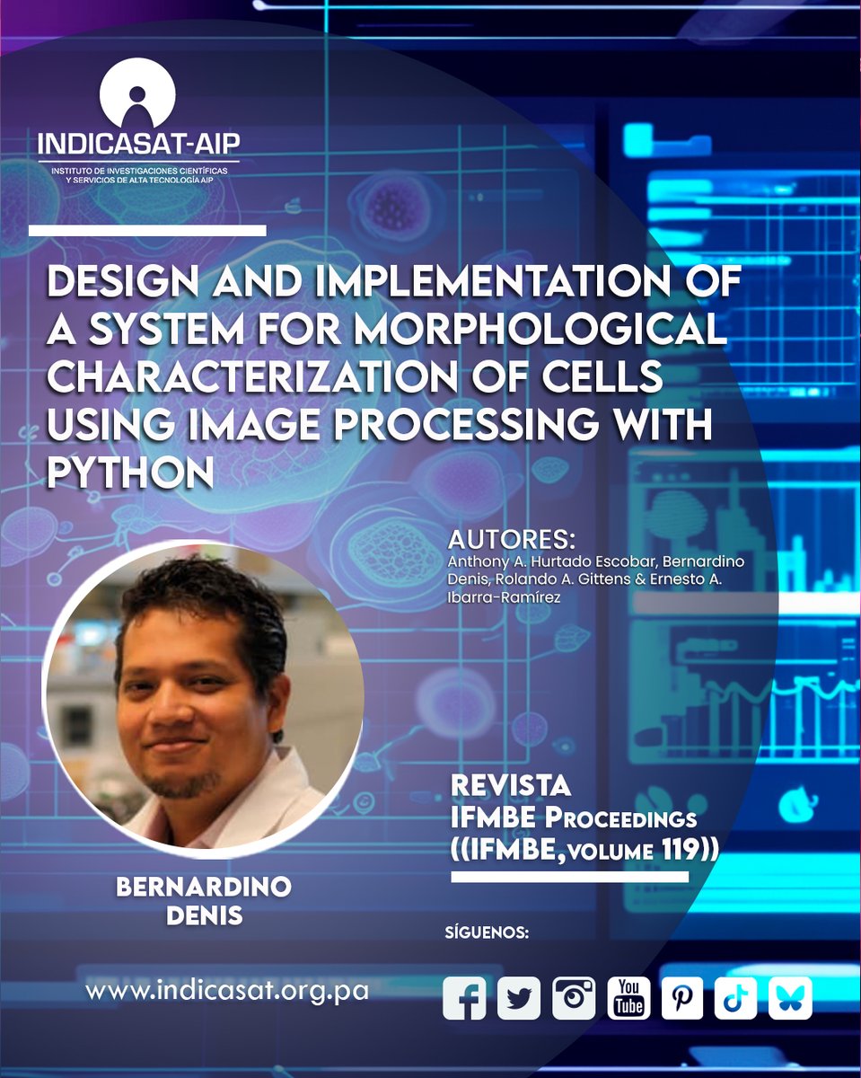 indicasat's tweet image. 📢 ¡Nueva publicación científica desde INDICASAT-AIP! Se presenta un sistema con Python para analizar cultivos celulares, tan preciso como ImageJ, pero automatizado y con interfaz gráfica. Un avance para medicina regenerativa.
🔗 doi.org/10.1007/978-3-…