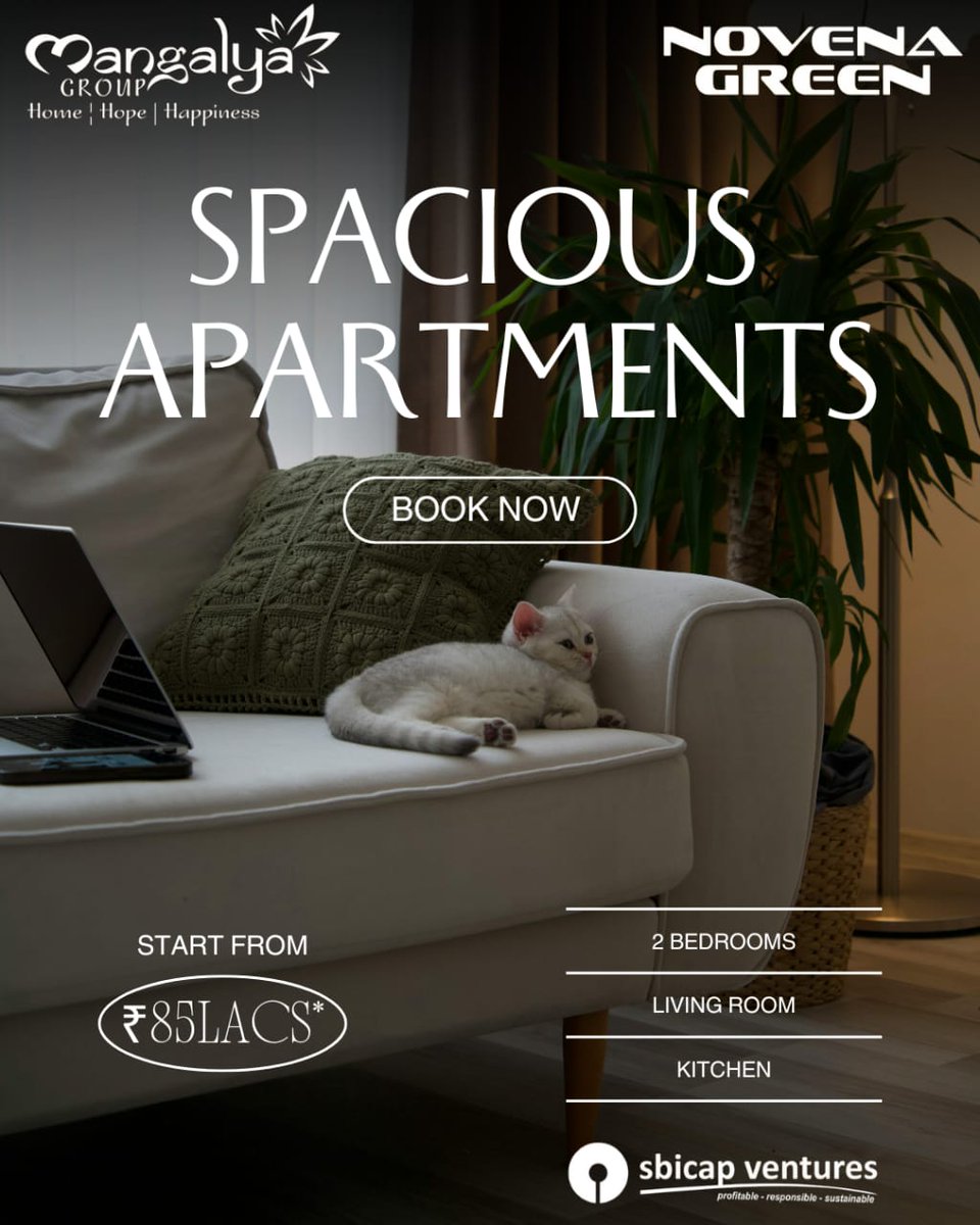 MeliusPromoters's tweet image. Discover comfort and elegance at Novena Green by Mangalya Group — spacious 2BHK apartments starting from ₹85 Lacs. Your perfect home awaits! 🏡✨ #LuxuryLiving #SpaciousApartments #NovenaGreen #MangalyaGroup #HomeSweetHome #RealEstateIndia
