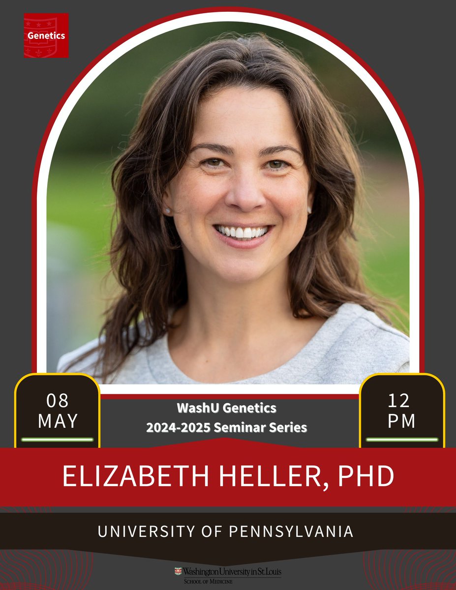 WashUGenetics's tweet image. Join @WashUGenetics this Thursday (May. 8, 12pm CST) in Connor Auditorium when Dr. Elizabeth Heller presents “Epigenetic editing for the study of addiction”, hosted by Dr. Gabor Egervari @GaborEgervari