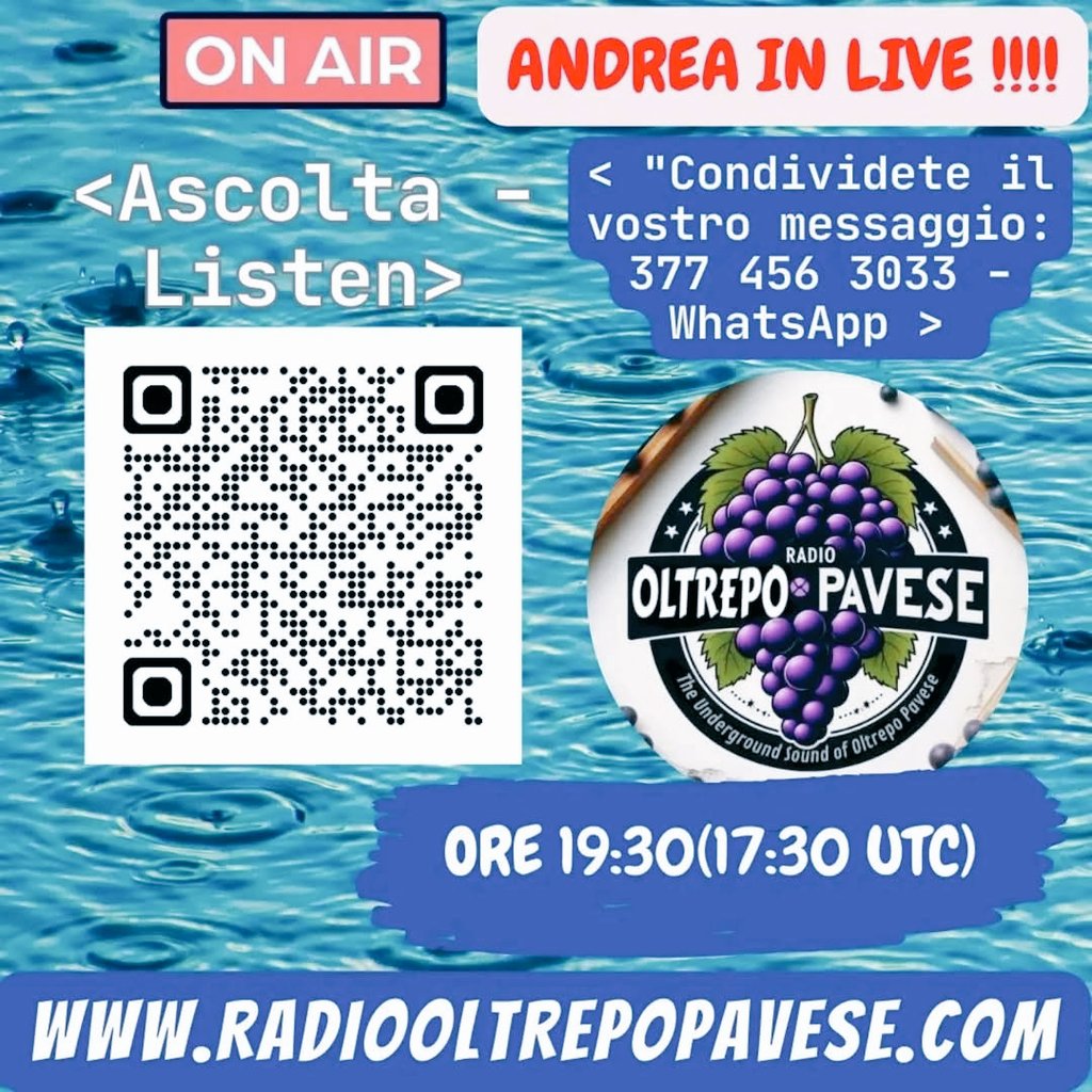 Radio Oltrepo Pavese (@radiooltrepo) on Twitter photo 🎙️ Stasera alle 19:30, DJ Andrea live da #Broni!
Musica, cinema, web e storia si intrecciano in un programma sorprendente.
🎵 Fulminacci
🌐 Nostalgia & innovazione digitale
🔍 Il conclave nella storia
▶️ Link in bio | 📲 377 456 3033
#05maggio  #CulturaMusicale #DigitalNostalgia 🎙️ Stasera alle 19:30, DJ Andrea live da #Broni!
Musica, cinema, web e storia si intrecciano in un programma sorprendente.
🎵 Fulminacci
🌐 Nostalgia & innovazione digitale
🔍 Il conclave nella storia
▶️ Link in bio | 📲 377 456 3033
#05maggio  #CulturaMusicale #DigitalNostalgia