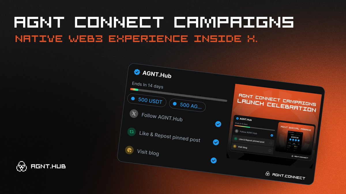 Native Connect AGNT Connect Campaigns = native web3 experience inside X. No more ...