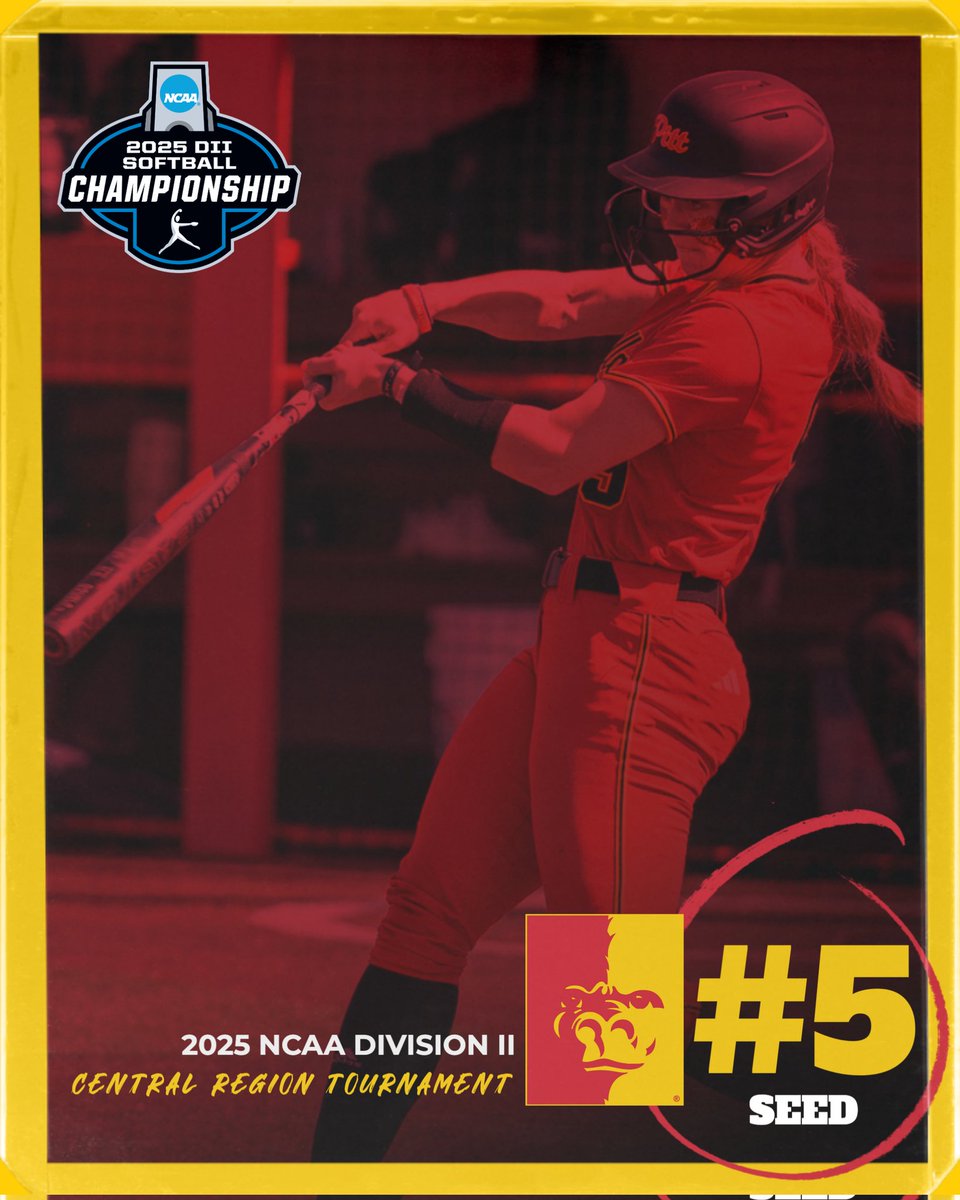 THE GORILLAS ARE IN‼️

Pitt State Softball earns the #5 seed in the Division II Central Region Tournament 🦍🥎

The Gorillas face MIAA rival Rogers State in the first round.