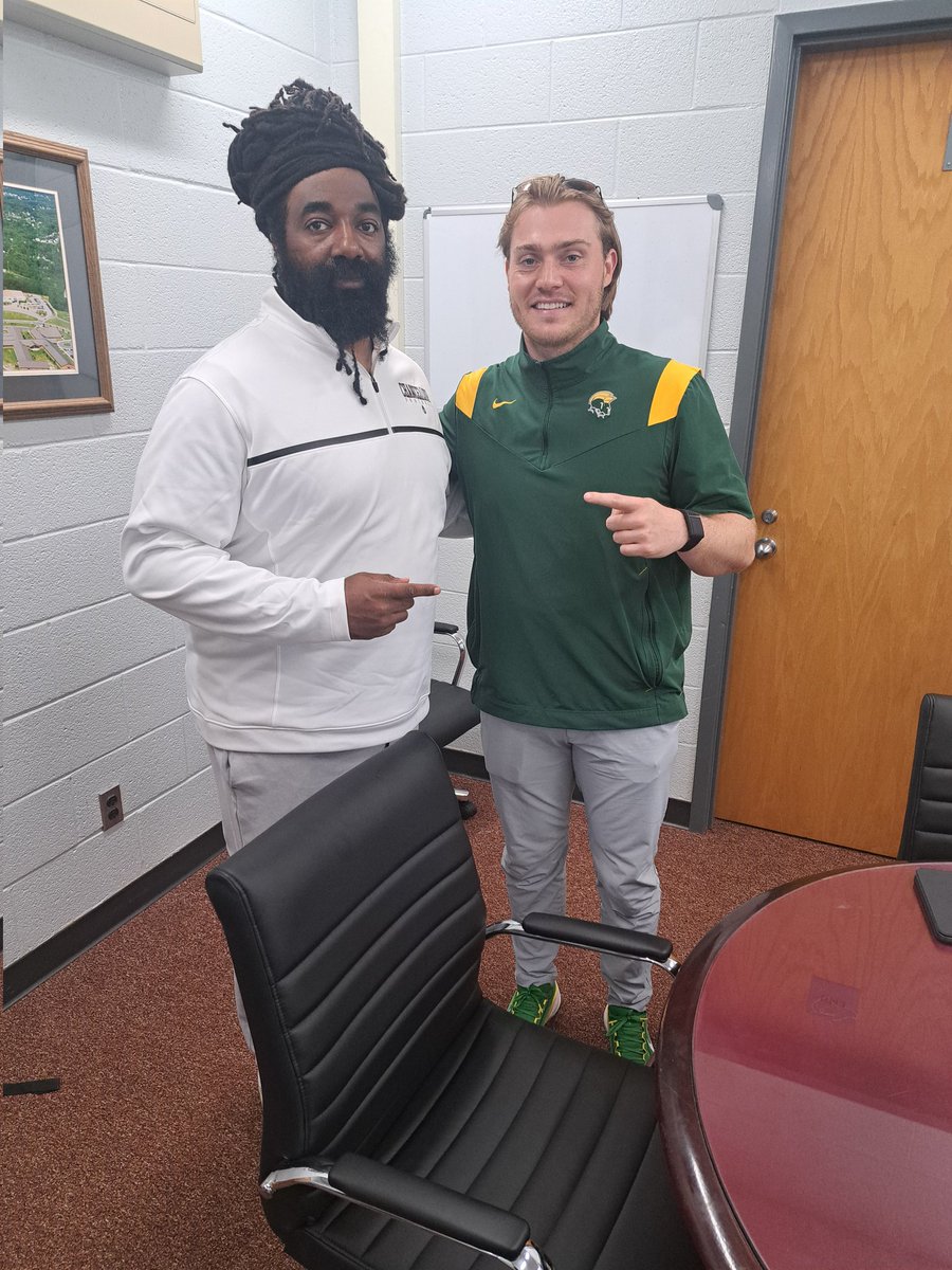Had a great visit today with <a href="/CoachWAppleton/">Wilson Appleton</a> from <a href="/NorfolkStateFB/">Norfolk State Football 🔰</a> 
<a href="/MichaelVick/">Michael Vick</a>
#behold
#beholdthegreenandgold
