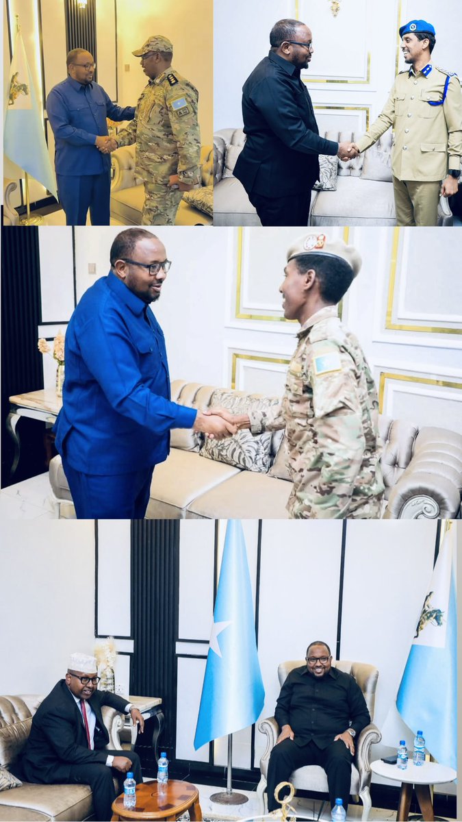 Eagle-Eye🦅 (@g0rg0r_) on Twitter photo In the nation’s capital, Mogadishu, President Firdhiye convened a high-level meeting with the leadership of the armed forces:
Minister of Defence <a href="/AhmedMoFiqi/">Hon. Ahmed FIQI</a>
Chief of the Somali National Army #Odowa
Chief of the Somali Navy #Abdullahi
Chief of Police <a href="/GenAsadOsman/">Asad Osman Abdullahi</a>
The In the nation’s capital, Mogadishu, President Firdhiye convened a high-level meeting with the leadership of the armed forces:
Minister of Defence <a href="/AhmedMoFiqi/">Hon. Ahmed FIQI</a>
Chief of the Somali National Army #Odowa
Chief of the Somali Navy #Abdullahi
Chief of Police <a href="/GenAsadOsman/">Asad Osman Abdullahi</a>
The