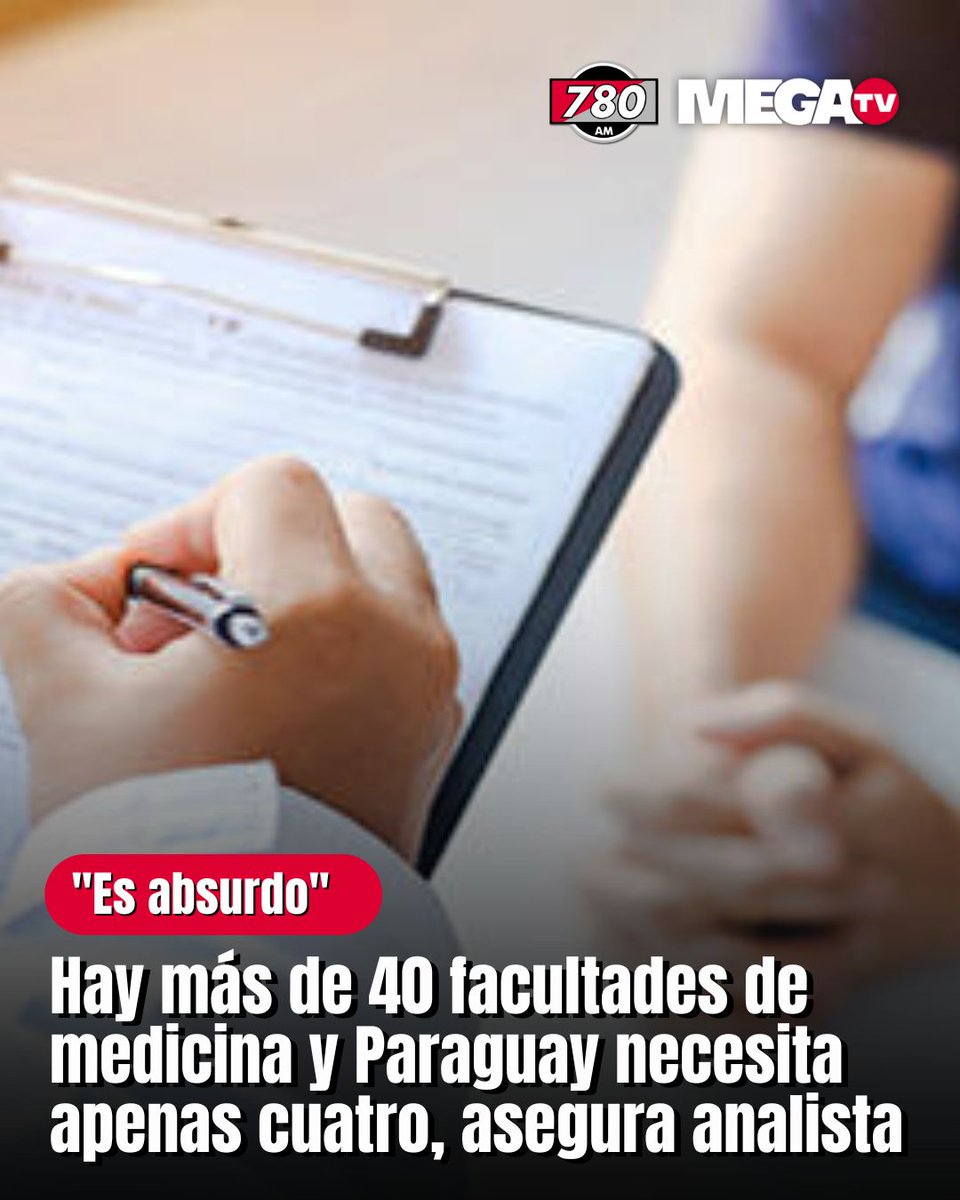 780AM's tweet image. 🗣️"ES ABSURDO": HAY MÁS DE 40 FACULTADES DE MEDICINA Y PARAGUAY NECESITA APENAS CUATRO, ASEGURA ANALISTA

👨‍⚕️El médico y analista Dr. Alfredo Boccia encendió las alarmas sobre la grave crisis que atraviesa la formación médica en Paraguay, calificando la situación como “una estafa…