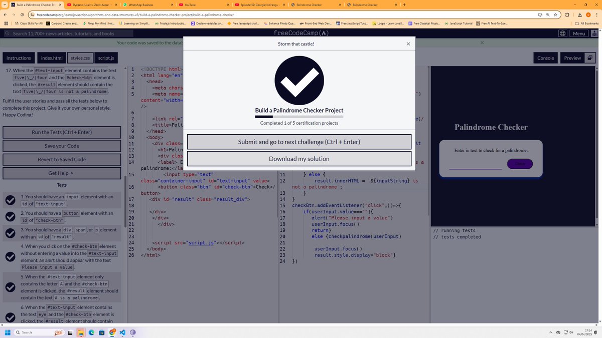 danielmauka355's tweet photo. Building palindrome Checker. 
#WebDev #HTML #CSS #100DaysOfCode #frontenddev #frontend #javascript https://t.co/k0j8imttXL