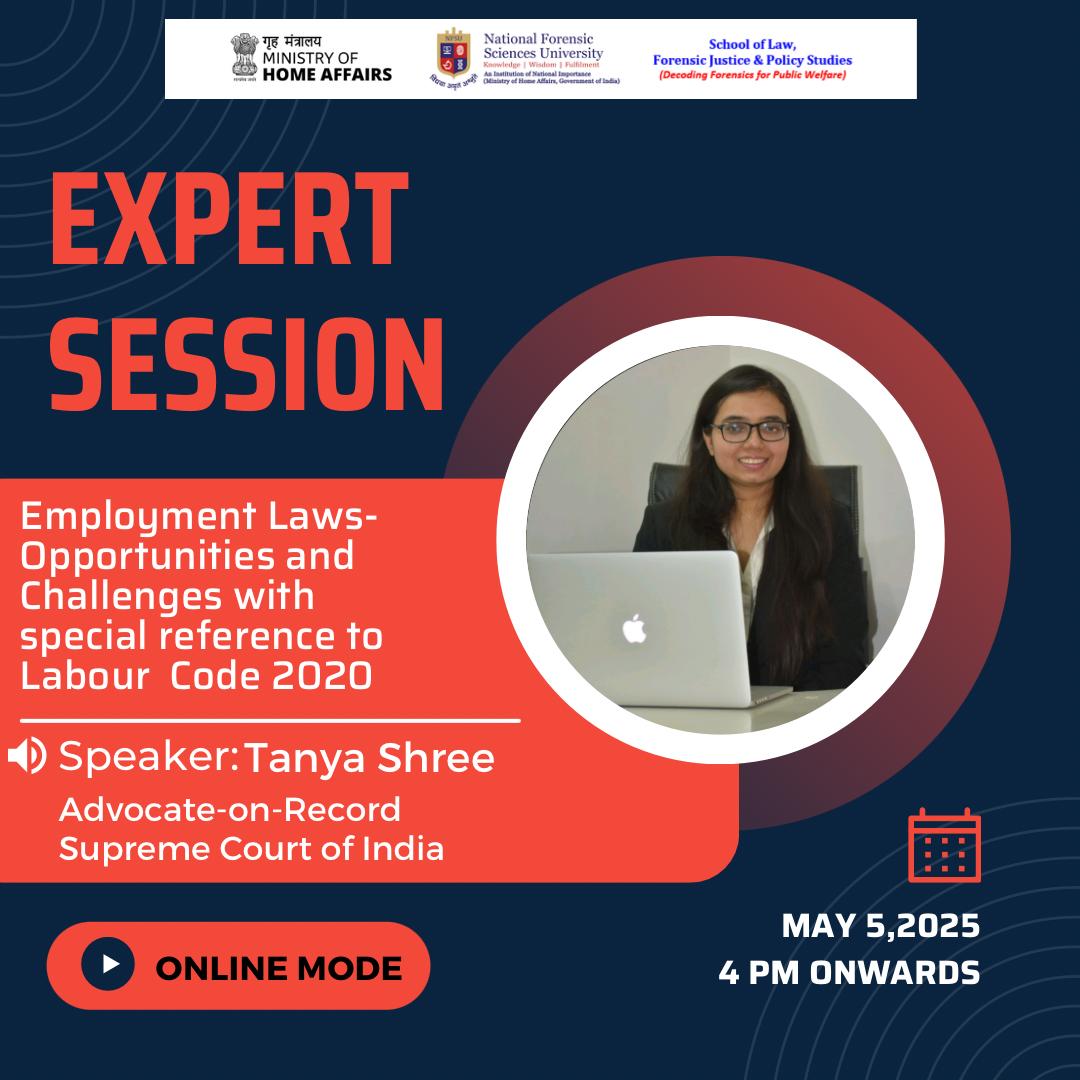tanyapragya's tweet image. Just wrapped an energizing #ExpertSession on India’s #LabourCodes2020—new “worker” definitions, digital-first compliance &amp;amp; fresh career lanes for law grads. ⚖️🚀Grateful to @NFSU_Official &amp;amp; 80+ sharp minds who joined. Let’s keep shaping the future of work together! #EmploymentLaw