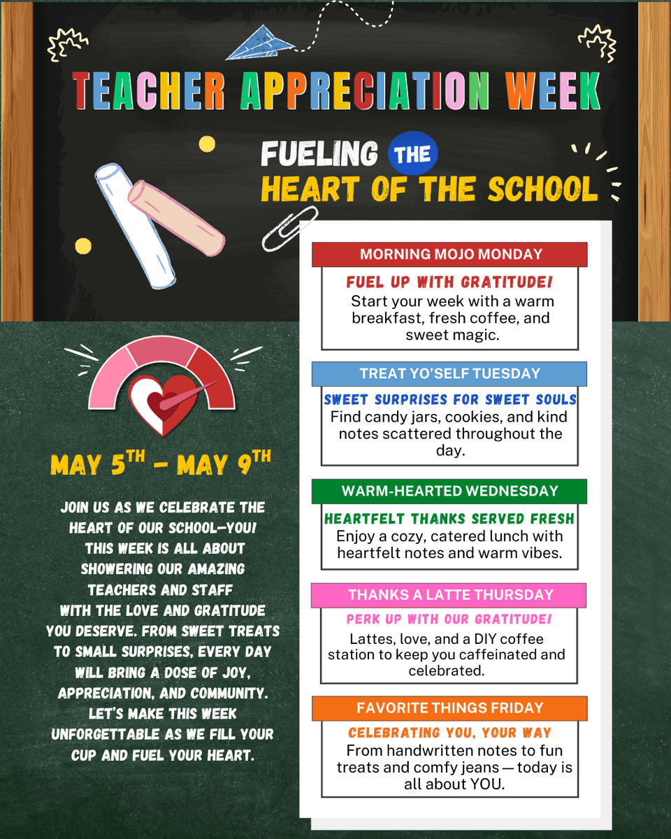 plabellingrath's tweet photo. It’s not just Teacher Appreciation Week—it’s Spirit Week, too! 🎉

Each day is a chance to celebrate our amazing teachers with fun, heart-filled themes. From muffins and coffee to sweet treats and heartfelt notes, we’re turning up the love all week long. 🥰💐 https://t.co/JHvyEXfHi4