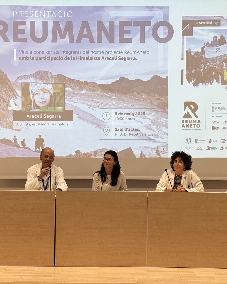 DS Doctor Peset (@gvadrpeset) on Twitter photo 👋🏼 🏔️ Hemos presentado a profesionales y ciudadanía el proyecto #ReumAneto, junto con la secretaria autonómica de <a href="/GVAsanitat/">GVA Sanitat</a>, Begoña Comendador, la alpinista <a href="/Aracelisegarra/">Aracel·li Segarra ❄️</a> y los protagonistas del reto.
🥇¡En julio subiremos al Aneto y romperemos barreras! 👋🏼 🏔️ Hemos presentado a profesionales y ciudadanía el proyecto #ReumAneto, junto con la secretaria autonómica de <a href="/GVAsanitat/">GVA Sanitat</a>, Begoña Comendador, la alpinista <a href="/Aracelisegarra/">Aracel·li Segarra ❄️</a> y los protagonistas del reto.
🥇¡En julio subiremos al Aneto y romperemos barreras!