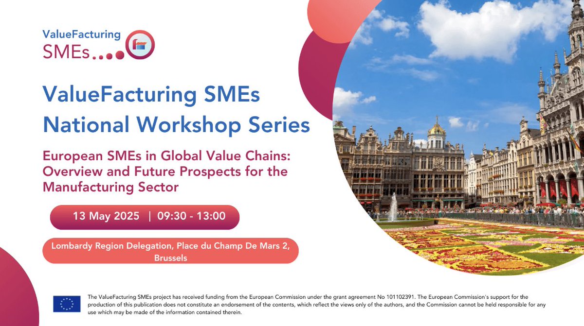 📅 13 May | 📍Brussels &amp; online
Join the #ValuefacturingSMEs workshop on 🇪🇺 SMEs and in #globalvaluechains—focus on #manufacturing, #socialdialogue &amp; #collectivebargaining.
Register now: digitalsme.eu/events/valuefa…