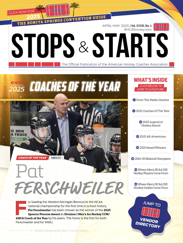 Check out the new issue of <a href="/AHCAHockey/">AHCA</a>
Stops &amp; Starts! 

Featuring:     

- 2025 Naples Convention Guide   
- 2025 AHCA Vendor Directory   
- Awards &amp; Coaches of the Year   
+ Much more
     
Supported by: <a href="/CCMHockey/">CCM Hockey</a> <a href="/BauerHockey/">BAUER Hockey</a>
<a href="/UNHSchool/">Nebraska High School</a> <a href="/krampade/">Krampade</a> 

→ shorturl.at/z6xoI