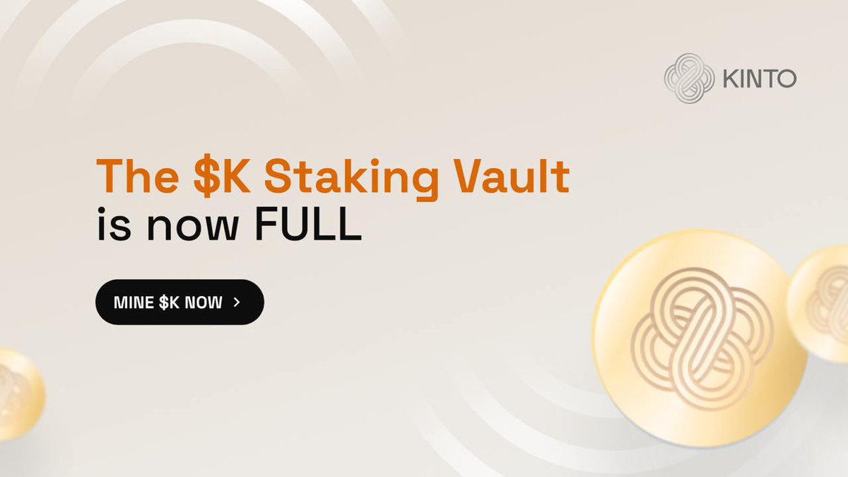 $K staking is now full - thank you to everyone who has staked their $K.

The next vault will open on May 15th.