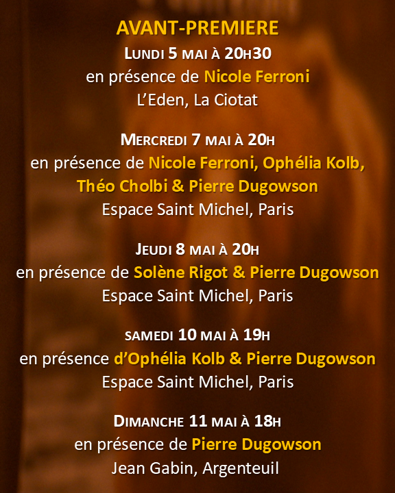 A vos agenda !  Voici la liste des séances spéciales des 𝐟𝐞𝐦𝐦𝐞𝐬 𝐞𝐭 𝐥𝐞𝐬  𝐞𝐧𝐟𝐚𝐧𝐭𝐬 𝐝’𝐚𝐛𝐨𝐫𝐝 de <a href="/PierreDugowson/">Pierre Dugowson</a>  dont la sortie approche à grands pas, youpi ! Nous vous attendons nombreuses et nombreux !