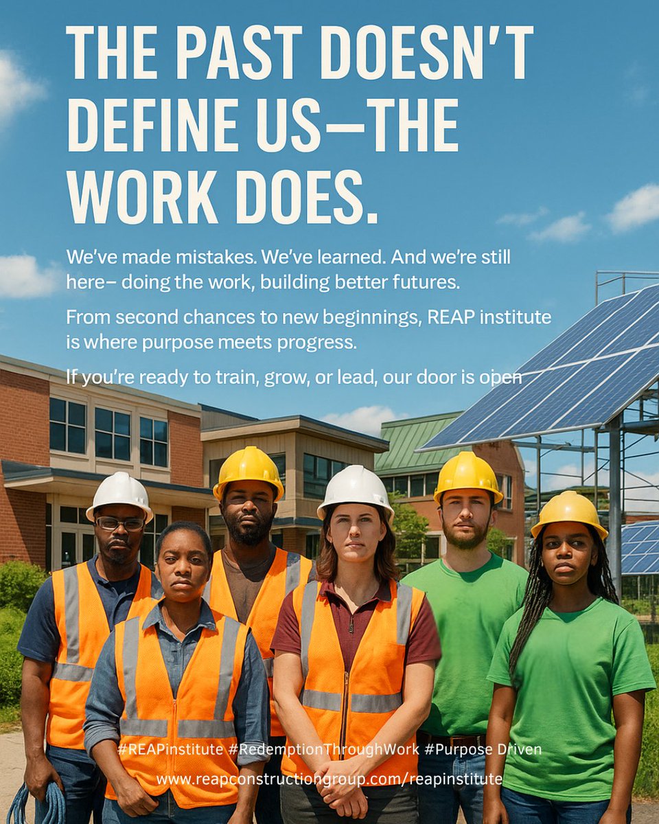 reap_institute's tweet image. We don’t run from our past at REAP Institute —we build on it.
If you&apos;re ready to train, grow, or lead, we&apos;re here for you.

#REAPInstitute #RedemptionThroughWork #PurposeDriven #SkilledTrades #SecondChances