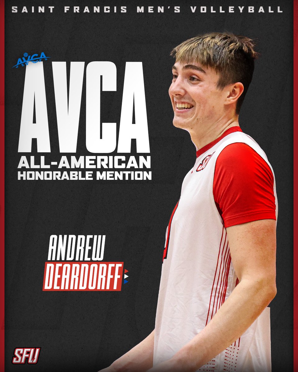 RedFlashMVB's tweet image. Add another honor to Andrew Deardorff's illustrious 2025 season!
⚡ AVCA All-American Honorable Mention
⚡ NEC Player of the Year
⚡ All-NEC First Team
📰: tinyurl.com/27vzxc7k