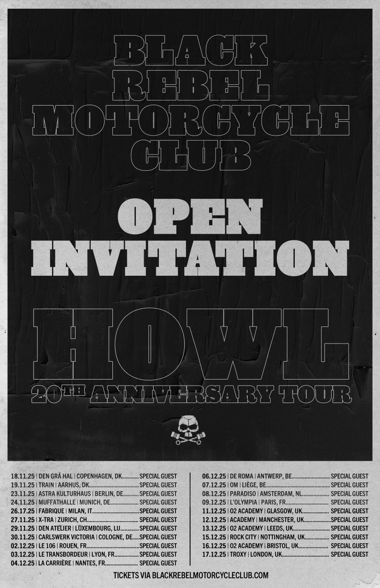 At long last we are pleased to finally announce the Howl 20th anniversary tour is coming to the UK and Europe at the end of this year! Presale starts on Wednesday (use code BRMC25) and the general on sale starts Friday.