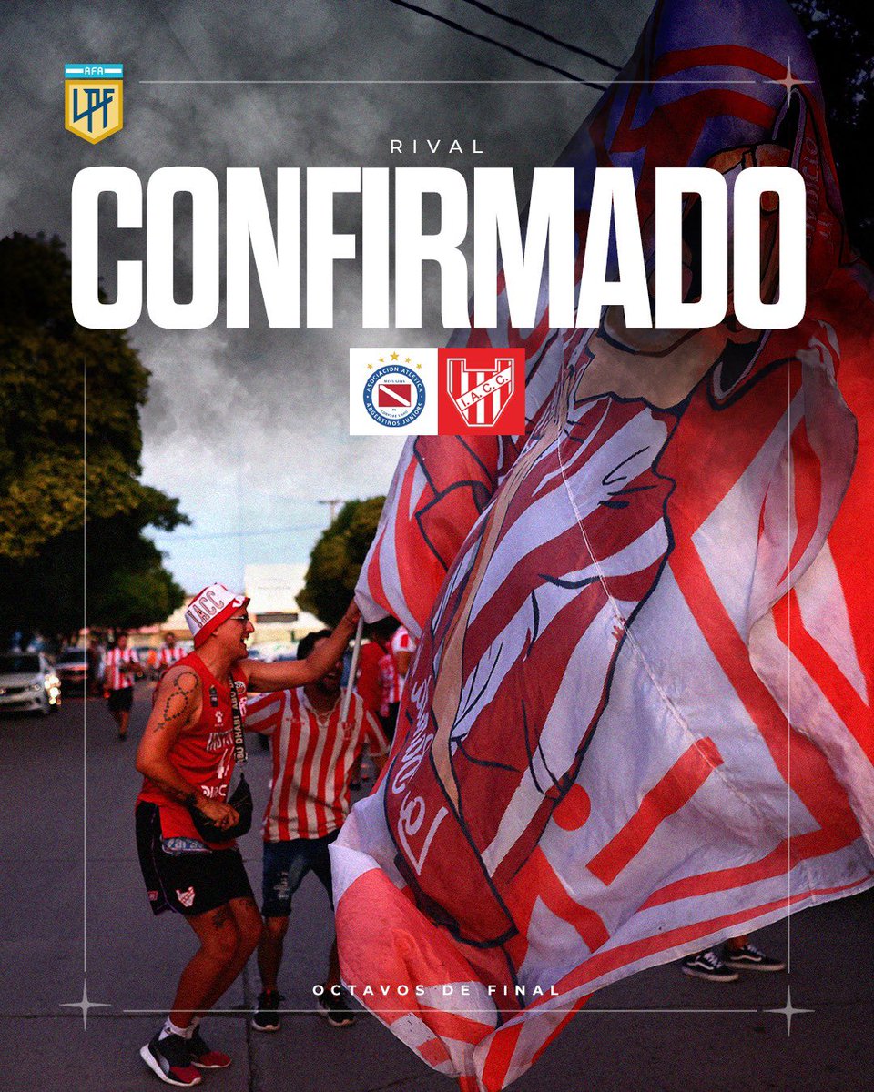 𝗥𝗶𝘃𝗮𝗹 𝗰𝗼𝗻𝗳𝗶𝗿𝗺𝗮𝗱𝗼 🇦🇹⚽️

Nos enfrentaremos a <a href="/AAAJoficial/">Argentinos Juniors</a> en los octavos de final del Torneo Apertura 2025. 

#VamosInstituto 🔴⚪️
