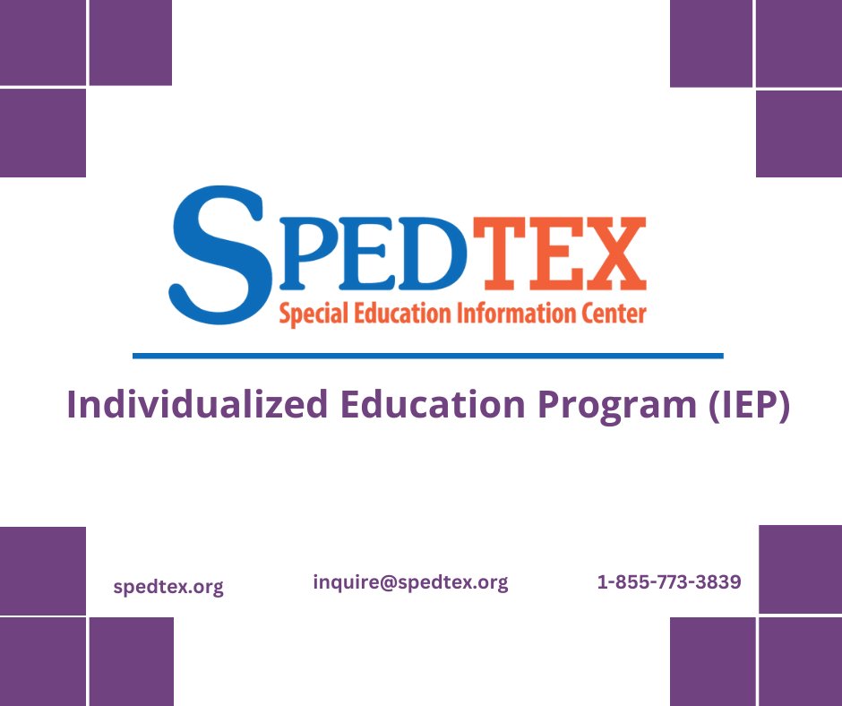 If a child is eligible for special education services, the admission, review, and dismissal (ARD) committee is required to develop an individualized education program (IEP) that is designed to address your child’s unique educational needs. Learn more: spedtex.org/families/speci…