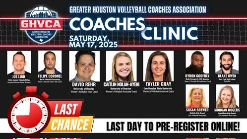 🚨🚨🚨🚨🚨🚨🚨🚨🚨🚨🚨🚨🚨Why attend a clinic HOURS away, when you have one right in your backyard?!? Today is the last day to register online!!
Bring all your coaches, and make this a great day for professional development, learning, and networking!
#GHVCA #GrowTheGame