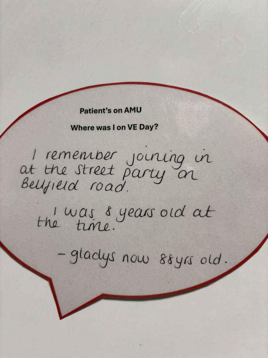 AMUFGHNCA's tweet image. AMU are preparing for VE Day on the 8th of May. We have been reminiscing with our patients and asking them what they remember of that day 👏🏽❤️