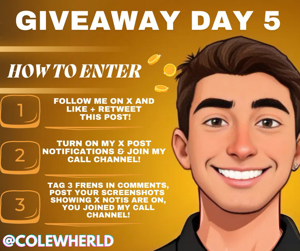 Colewherld (@colewherld) on Twitter photo 💰Day 5 of giving away $25 of $SOL!💰
HOW TO ENTER:
1. Follow me here on X <a href="/Colewherld/">Colewherld</a>, like and retweet this post!
2. Turn on my X post notifications!
3. Join my TG call channel linked below!
My Call Channel: ⤵️
t.me/colewherldslou…
4. Comment below why you follow me 💰Day 5 of giving away $25 of $SOL!💰
HOW TO ENTER:
1. Follow me here on X <a href="/Colewherld/">Colewherld</a>, like and retweet this post!
2. Turn on my X post notifications!
3. Join my TG call channel linked below!
My Call Channel: ⤵️
t.me/colewherldslou…
4. Comment below why you follow me