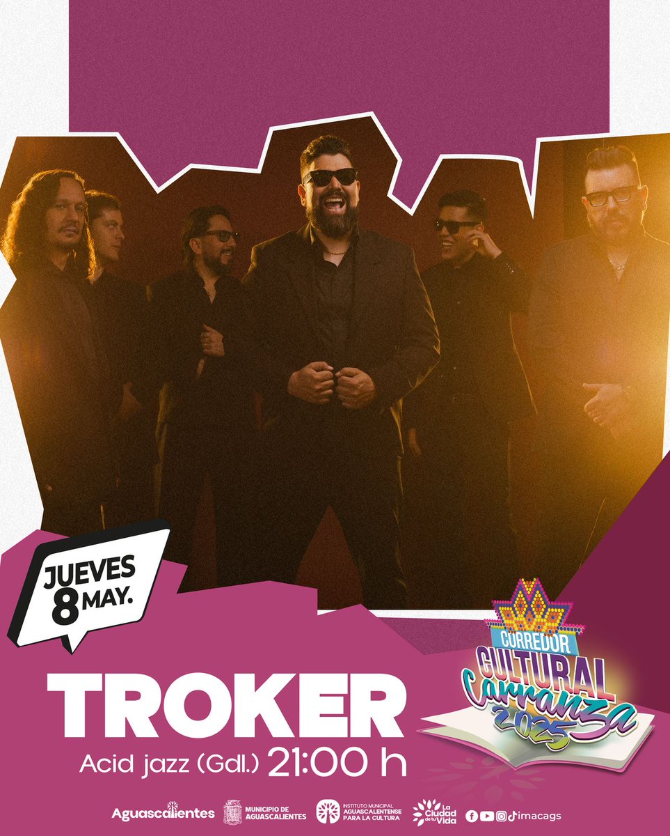 Arranca el mes de mayo y <a href="/trokerofficial/">Troker</a> estará en vivo este jueves 8 de mayo en el Corredor Cultural Carranza, Aguascalientes.
Jazz directo desde Guadalajara.
21:00 h.
¡No faltes!
#PromotoraOniric #Troker #Jazz #Aguascalientes  #MúsicaEnVivo #lunesdemúsica #Conciertos2025