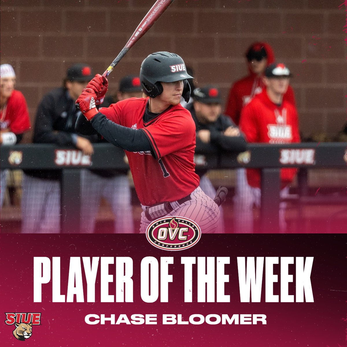 𝗢𝗩𝗖 𝗕𝗮𝘀𝗲𝗯𝗮𝗹𝗹 ⚾ 𝗣𝗹𝗮𝘆𝗲𝗿 𝗼𝗳 𝘁𝗵𝗲 𝗪𝗲𝗲𝗸
<a href="/SIUEBaseball/">SIUE Baseball</a> SS Chase Bloomer

• Hit .421 (8-19) with 7 runs and 8 RBI; had bases loaded 3B late in comeback win over WIU

#OVCit | #RollCougs