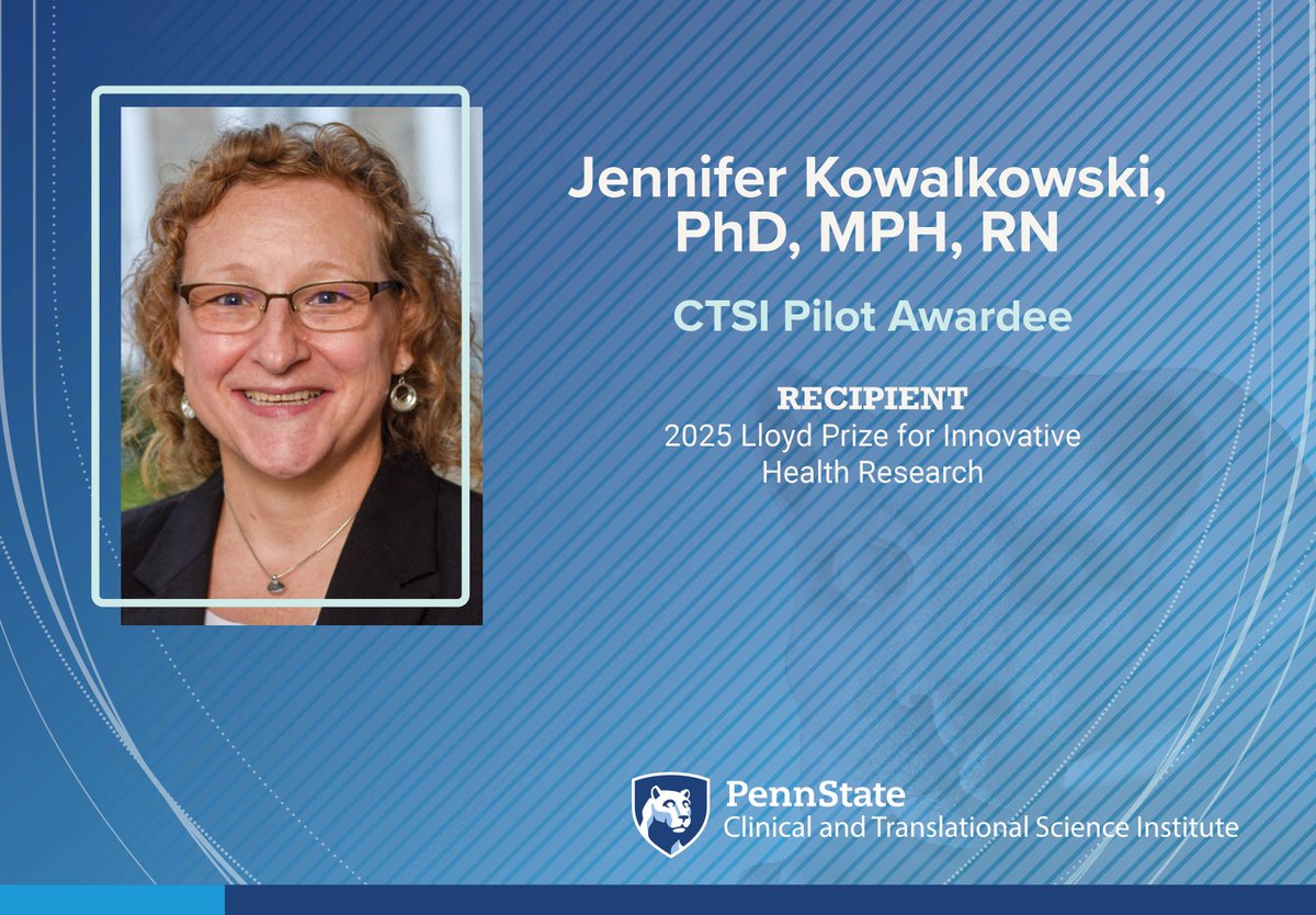 🎉Congratulations CTSI Pilot Awardee, Jennifer Kowalkoski! Jennifer was recently announced as the winner of the 2025 Lloyd Prize for Innovative Research. Read more ➡️ bit.ly/4m2TjeN