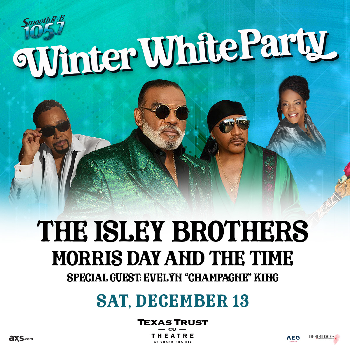 JUST ANNOUNCED: Winter White Party with The Isley Brothers is coming to GRAND PRAIRIE December 13! Don't miss the show at @txtcutheatre , tickets on sale this Friday at 10am.