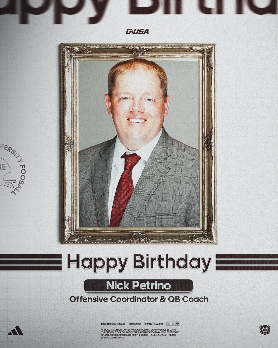 Missouri State Football (@mostatefootball) on Twitter photo Wishing our very own Coach <a href="/NickPetrinoMSU/">Dominic Petrino</a> a very Happy Birthday! ๐ฅณ๐
#OutHitOutHustle | #ProveIt Wishing our very own Coach <a href="/NickPetrinoMSU/">Dominic Petrino</a> a very Happy Birthday! ๐ฅณ๐
#OutHitOutHustle | #ProveIt