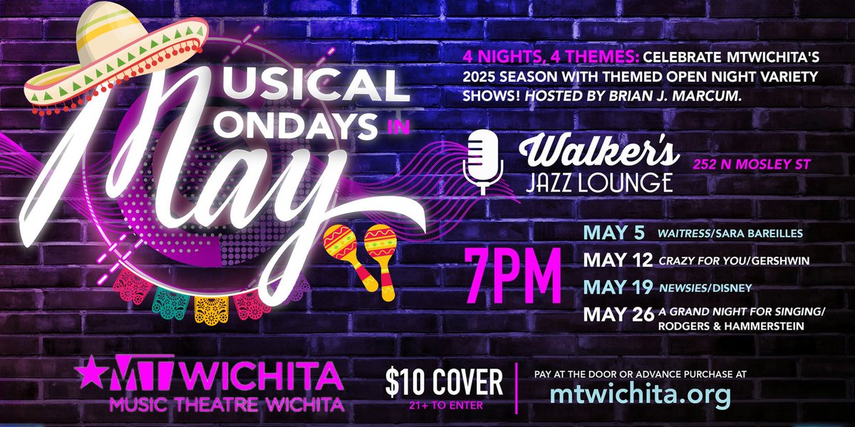 Tacos? Done. Tunes? Next! 🎶 Musical Mondays (Bareilles/Singer-Songwriter open mic for MTWichita!) @ Walker's, 7 PM, $10 (21+). Sing or listen! 
#MTWichita #OpenMic #CincoDeMayoWichita
facebook.com/share/1EV8VyGF…