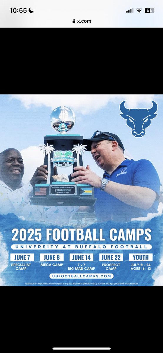 Jacob mercier (@jacobmercierr) on Twitter photo I am thrilled to say that i have been personally invited by <a href="/ronwhitcomb/">Ron Whitcomb</a> to attend <a href="/UBFootball/">UB Football</a> football mega camp on june 8th in buffalo.
<a href="/Pete_Lembo/">Pete Lembo</a>
#AGTG I am thrilled to say that i have been personally invited by <a href="/ronwhitcomb/">Ron Whitcomb</a> to attend <a href="/UBFootball/">UB Football</a> football mega camp on june 8th in buffalo.
<a href="/Pete_Lembo/">Pete Lembo</a>
#AGTG