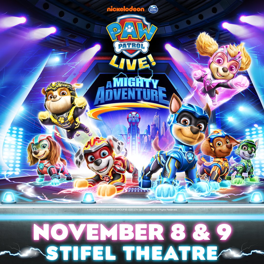 JUST ANNOUNCED 🐶 PAW Patrol Live! “A Mighty Adventure” comes to Stifel Theatre for four performances Nov 8-9! 

Tickets on sale Friday, May 16 @ 10am: bit.ly/4jFDUPX
