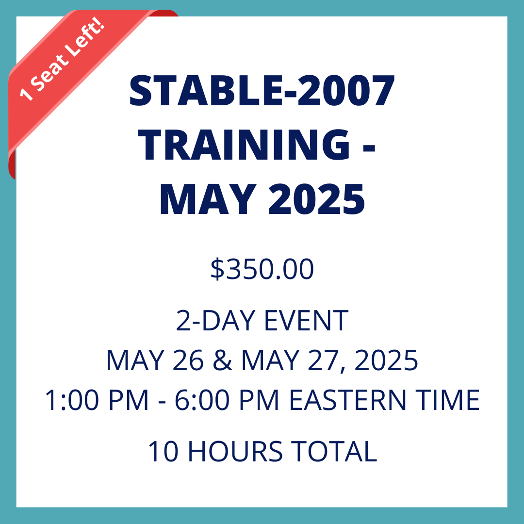 SAARNAOrg's tweet photo. Only one spot remains for our upcoming Stable-2007 training in May! Don’t miss your chance to build your skills in dynamic risk assessment—secure your seat today and save with affiliate and student discounts. https://t.co/5KwtOhB8Qs https://t.co/O3vR4Z305h