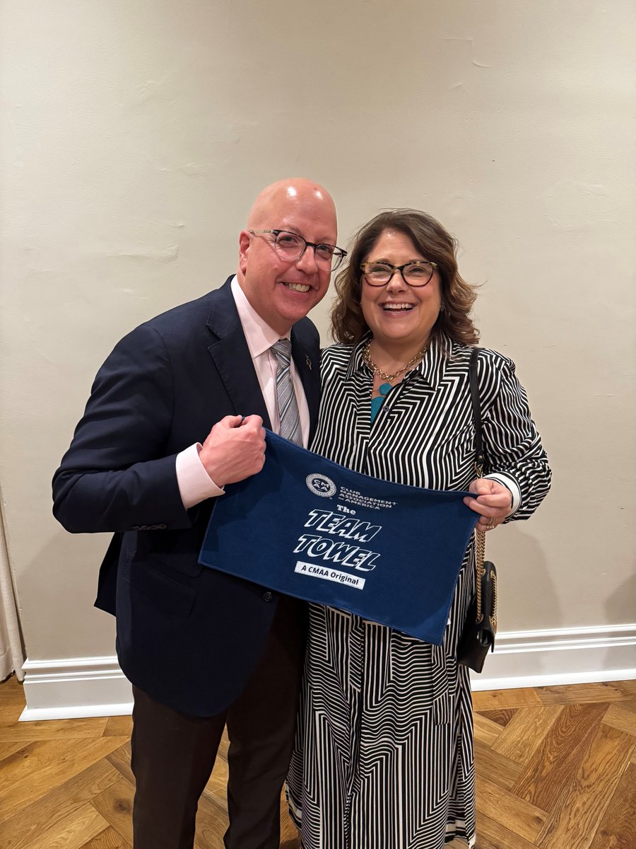 The #CMAARally towel is a family affair! Here is CMAA Chair Richard LaRocca, CCM, CCE, and his wife Christine showing their CMAA pride!