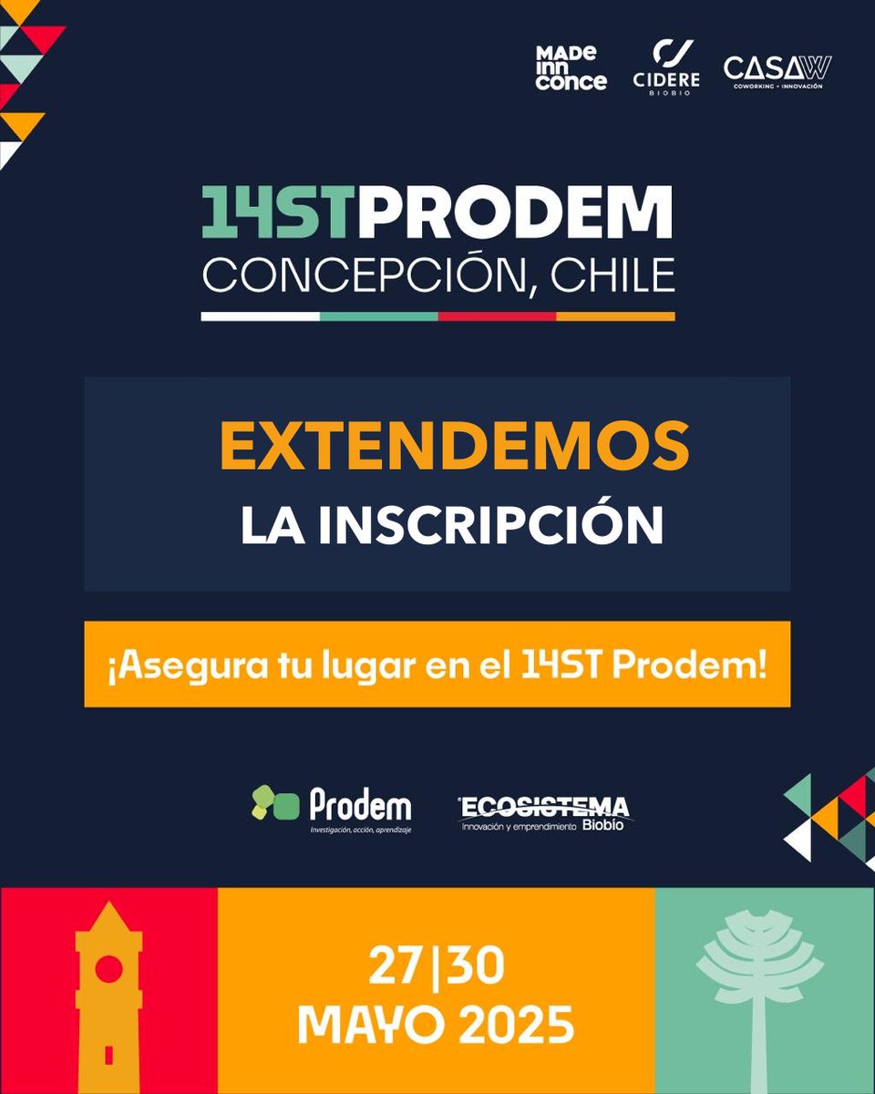 📣 ¡A pedido del público… extendemos la inscripción al 14ST Prodem y al Certificado BID Prodem DEEI!

🌎 Recibimos muchísimas postulaciones y consultas, por eso decidimos dar unos días más 

🗓️ Lunes 12 de mayo

🔗 Inscribite ahora: es.surveymonkey.com/r/14STDEEIConce