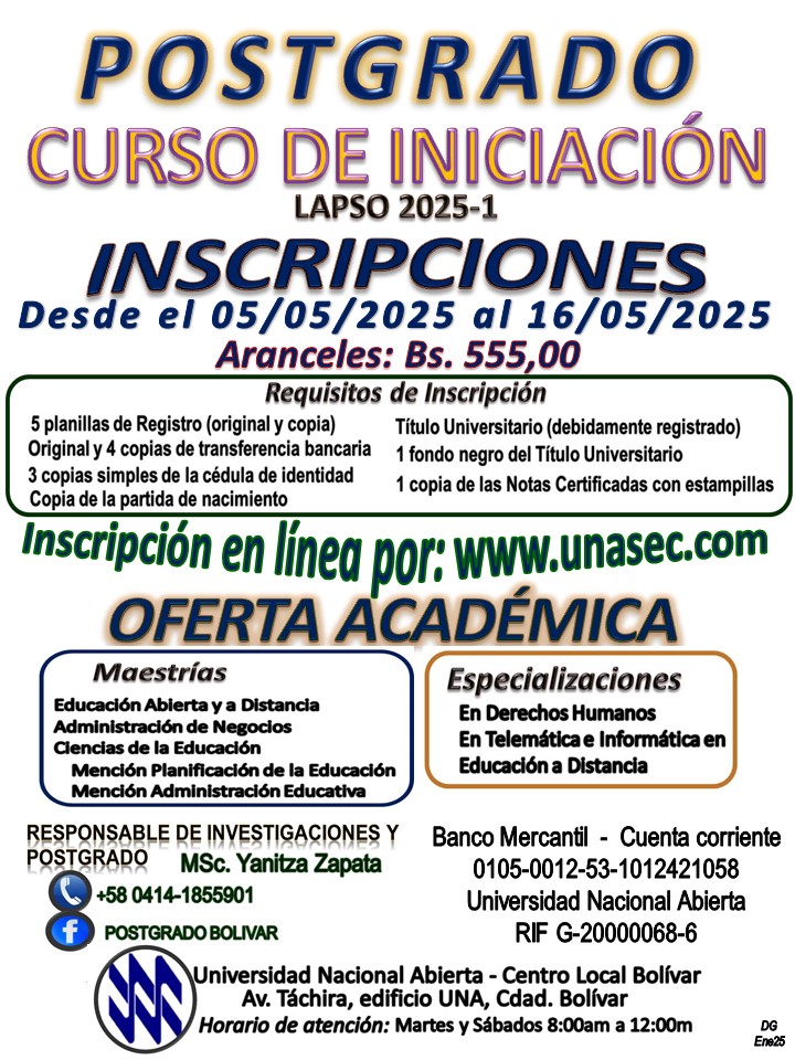 Inscripción para Nuevos Ingresos para #Postgrado en la #UNA