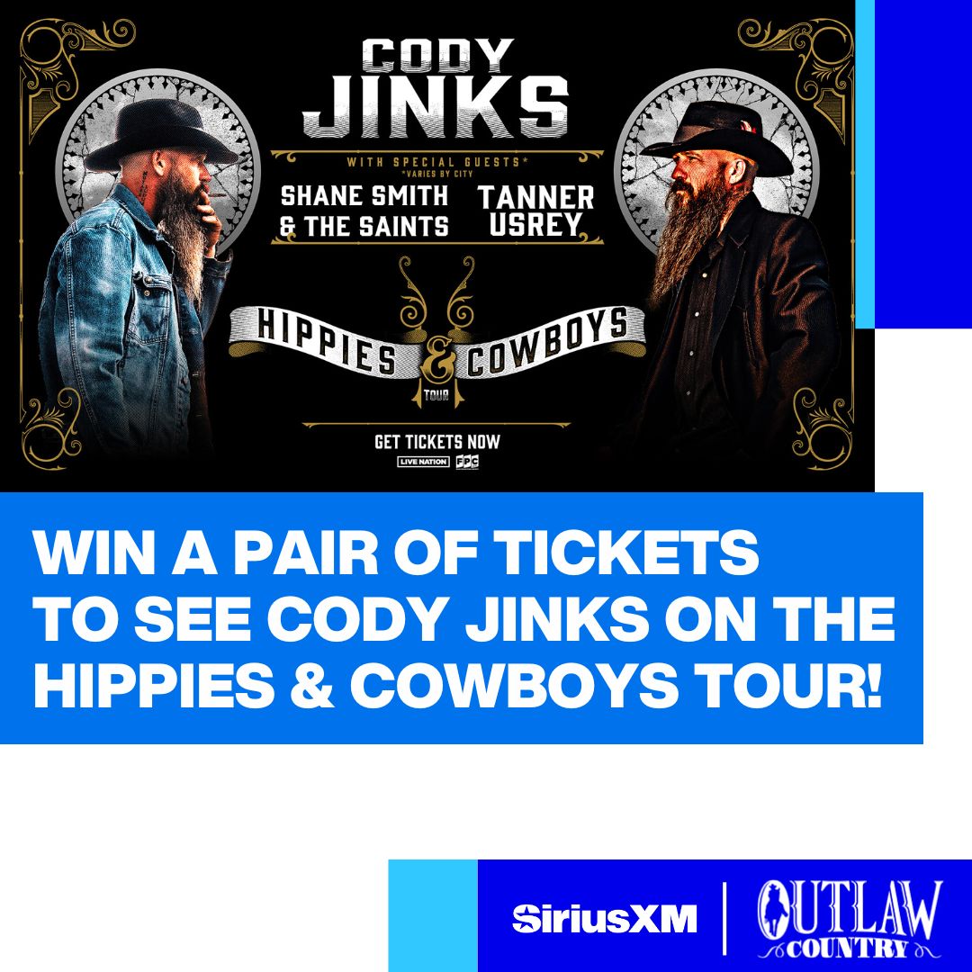 We are giving YOU the chance to win a pair of tickets to see Cody Jinks LIVE on The Hippies &amp; Cowboys Tour in select cities! See Rules for details. Prize is tickets only.

tinyurl.com/3hswez6j

#sweepstakes #sweepstakesentry