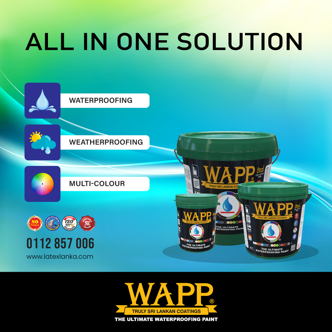 WappPaint's tweet image. Waterproofing, Weatherproofing, Multicolours: All in One Solution with WAPP... 🤩
#allinonesolution #wapp #waterproofingpaint #Waterproofing #exteriorcoating #waterproofingpaintsrilanka #waterproofingsrilanka #wappwaterproof #wappsrilanka #wappwaterproofing