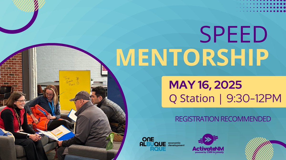 We're redefining mentorship for NM Founders! Join us on May 16 at <a href="/qstationnm/">Q Station</a> for Speed #Mentoring for #Entrepreneurs.

A huge thank you to the <a href="/CABQEcondev/">CABQ Economic Development</a> for making this event possible!

Register for this FREE event here: loom.ly/wwHE-Tg