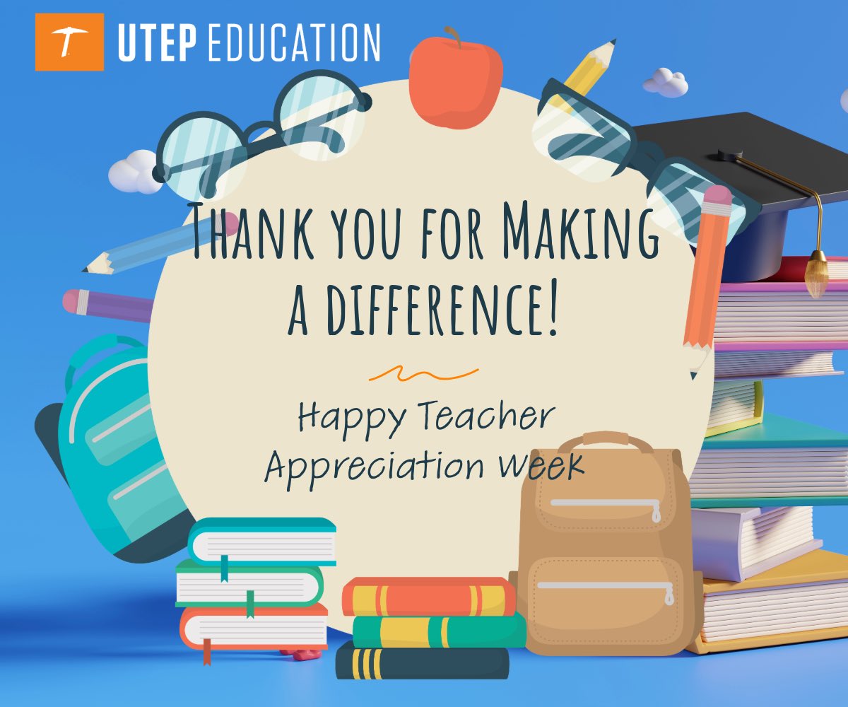 Happy Teacher Appreciation Week from the UTEP College of Education!
 
As we celebrate this special week, we want to take a moment to express our gratitude to all the incredible educators who dedicate their time, passion, and expertise to shaping the future.  #thankyouteachers