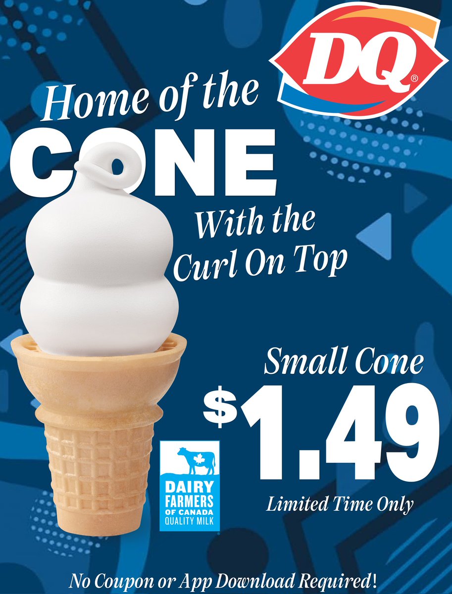 RedDeerDQ's tweet image. DQ has $1.49 Cones on sale now! No need to clown around when you can get DQs world famous soft serve for just $1.49! Limited Time Only!