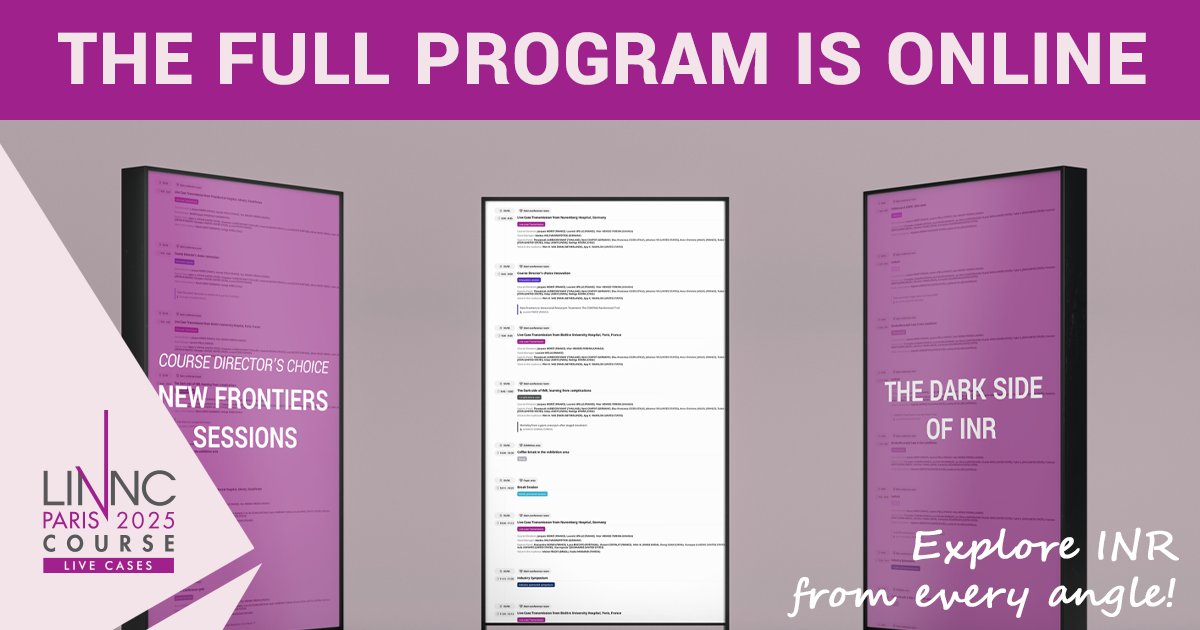 🔓 The full #LINNCParis 2025 program is online!

From innovations to case complications, dive into #INR's boldest sessions:

🧠 New frontiers in outpatient neurointervention
⚠️ The dark side of INR: lessons from case complications.

👉  ow.ly/knoO50VN0v8