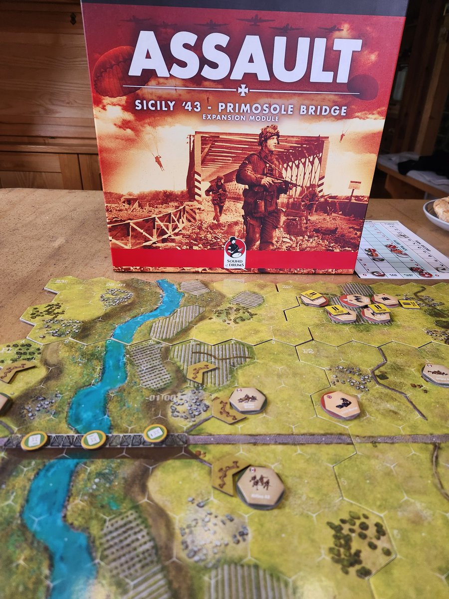 First analog game Primo ever! My son landed his first wave UK paras at the bridge!