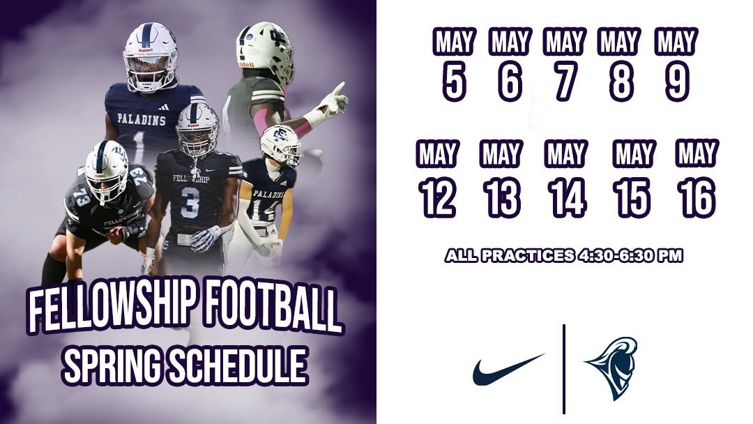 Fellowship Christian Athletics (@paladinsfcs) on Twitter photo 𝐈𝐓 𝐁𝐄𝐆𝐈𝐍𝐒…
2025 Football Season Starts Today - Spring Practice Day 1!
#GoDins⚔️ #HardWorkWins
<a href="/FellowshipCS/">Fellowship Christian School</a>
<a href="/FCS_Recruiting/">Paladins Recruiting</a>
Graphic Credit:
BradyPierpontMedia 𝐈𝐓 𝐁𝐄𝐆𝐈𝐍𝐒…
2025 Football Season Starts Today - Spring Practice Day 1!
#GoDins⚔️ #HardWorkWins
<a href="/FellowshipCS/">Fellowship Christian School</a>
<a href="/FCS_Recruiting/">Paladins Recruiting</a>
Graphic Credit:
BradyPierpontMedia