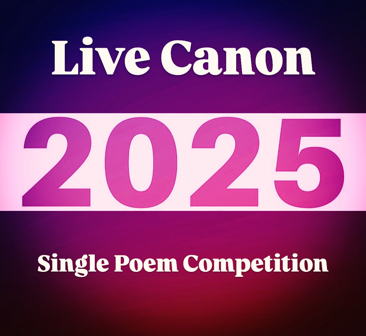 Entries for the 2025 LIVE CANON INTERNATIONAL SINGLE POEM COMPETITION are now open! 

We want you to submit your best work for the chance to be performed, published &amp; to win £1000.

Enter here livecanon.submittable.com/submit/326636/…

DEADLINE: 11.59 pm Sunday 8 June 

#poetrycompetition