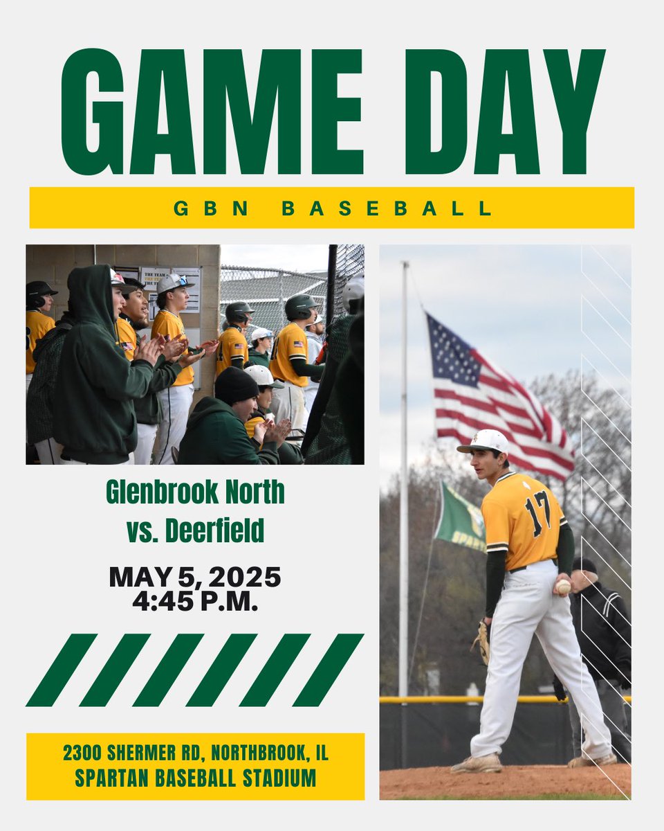 Glenbrook North Baseball (@gbn_baseball) on Twitter photo IT’S GAMEDAY… and it’s <a href="/GBNFeeder/">GBN Feeder Baseball</a> Night at the Ballpark!
🆚 <a href="/2020DHSBaseball/">DHS Warrior Baseball</a>
⏰ 4:45 p.m.
📍 Spartan Baseball Stadium
☀️ 57°
#gritoverglory
📸: Hayden Leven IT’S GAMEDAY… and it’s <a href="/GBNFeeder/">GBN Feeder Baseball</a> Night at the Ballpark!
🆚 <a href="/2020DHSBaseball/">DHS Warrior Baseball</a>
⏰ 4:45 p.m.
📍 Spartan Baseball Stadium
☀️ 57°
#gritoverglory
📸: Hayden Leven