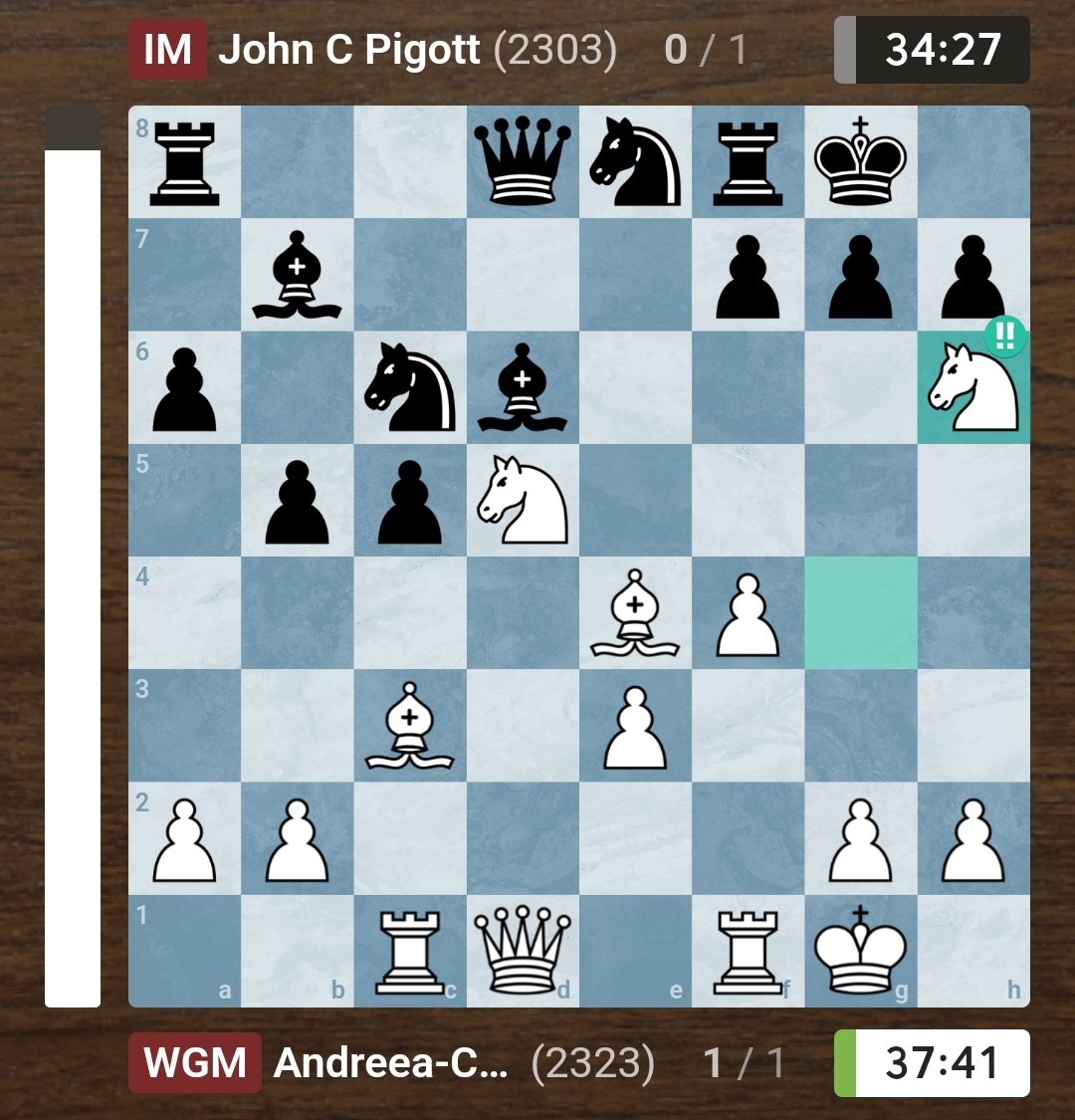 Andreea Navrotescu (@andy_rekt_chess) on Twitter photo Brilliant weekend in the English Top League 🇬🇧 (4NCL) with <a href="/WhiteRoseChess/">Chessable White Rose 4NCL</a> — 2.5/3, +21 Elo, now 2344 live!
Finished on a brilliant move (see below).
I love foreign leagues: already 🇷🇴🇬🇧🇪🇸 — looking for 🇩🇪 or 🇮🇹 next season!
Next stop: Top 12 Women 🇫🇷 with <a href="/PhilidorMulhou/">Philidor Mulhouse</a>! Brilliant weekend in the English Top League 🇬🇧 (4NCL) with <a href="/WhiteRoseChess/">Chessable White Rose 4NCL</a> — 2.5/3, +21 Elo, now 2344 live!
Finished on a brilliant move (see below).
I love foreign leagues: already 🇷🇴🇬🇧🇪🇸 — looking for 🇩🇪 or 🇮🇹 next season!
Next stop: Top 12 Women 🇫🇷 with <a href="/PhilidorMulhou/">Philidor Mulhouse</a>!