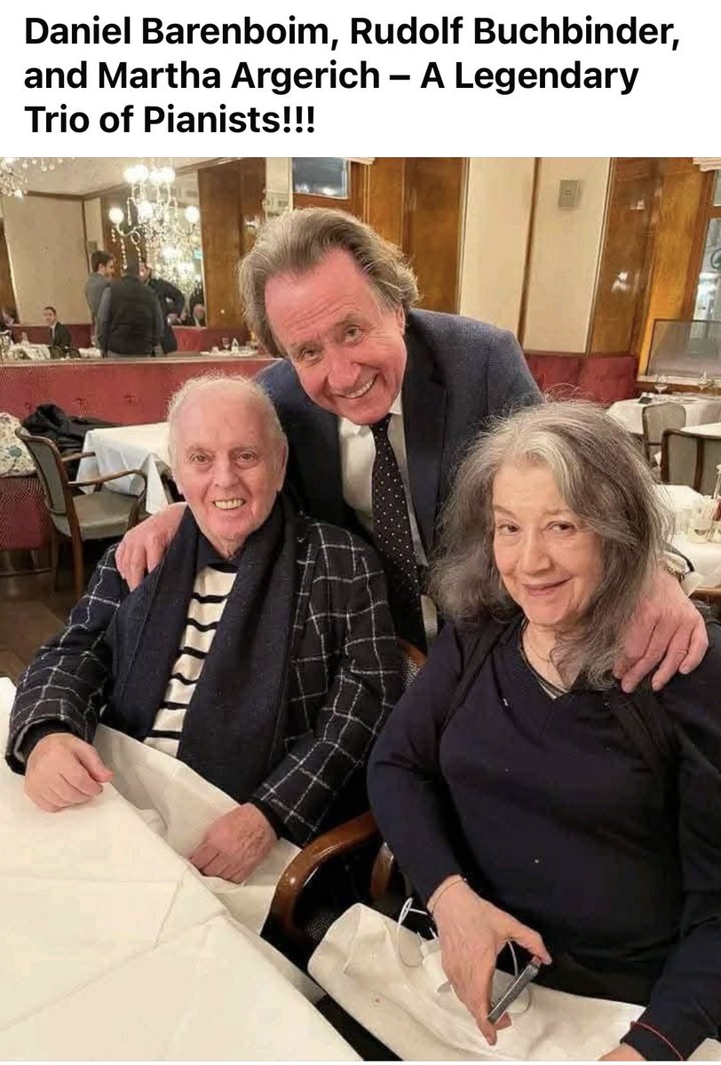 Three great pianists together! Barenboim, Buchbinder, and Argerich. #piano #pianists